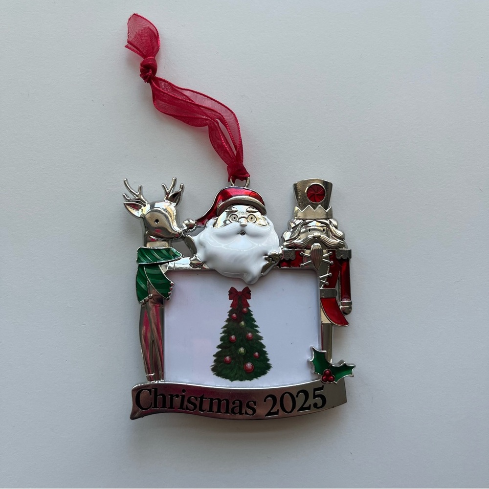Christmas 2025 silver picture frame ornament